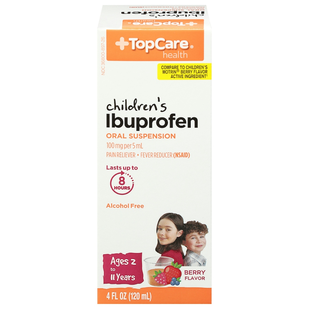 TopCare Health Children's Ibuprofen, Oral Suspension, 100 Mg, Berry Flavor