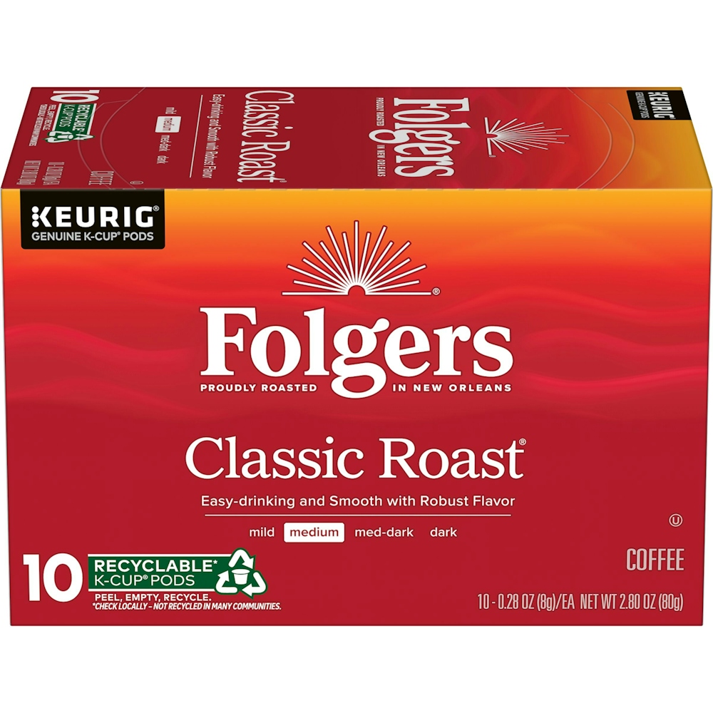 Folgers Coffee, Classic Roast, Medium, K Cup Pods