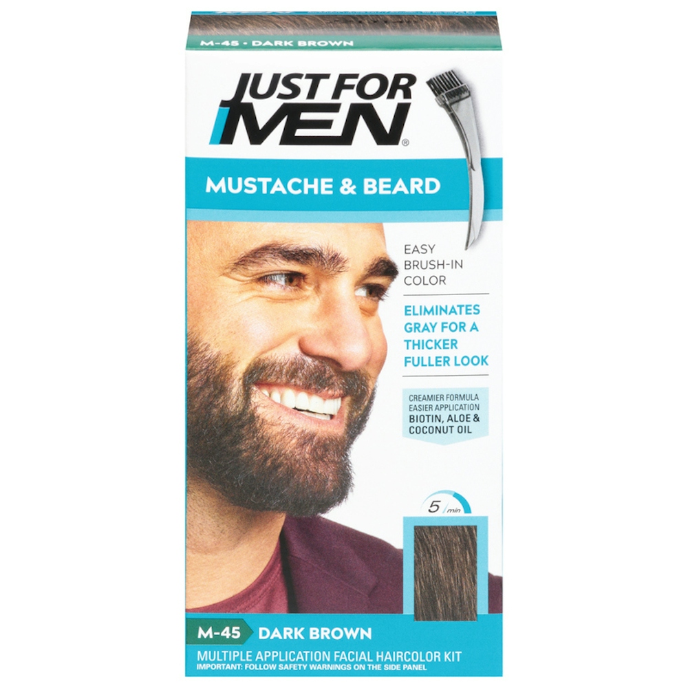 Just For Men Mustache & Beard Brush-In Color Gel M-45 Dark Brown 1 Kit
