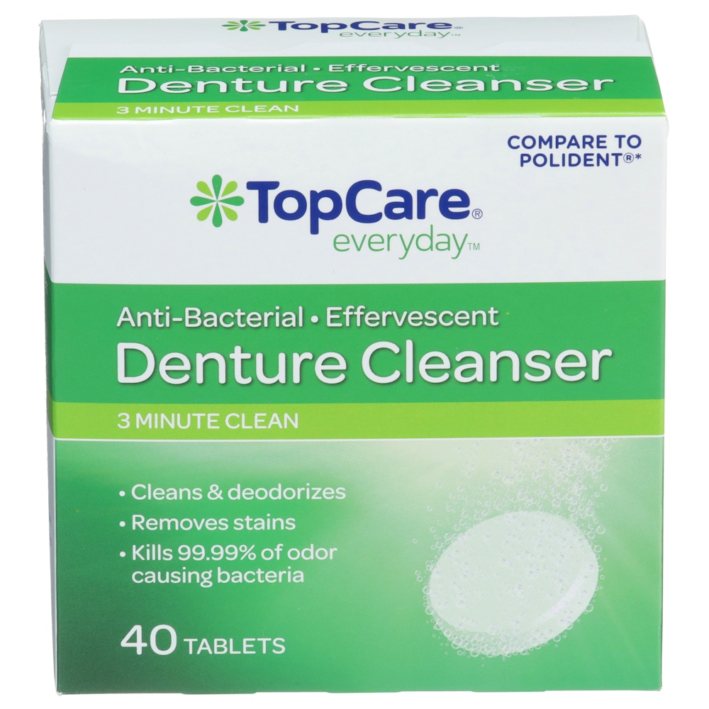 TopCare Anti-Bacterial Effervescent 3 Minute Clean Denture Cleanser Tablets 40 ct