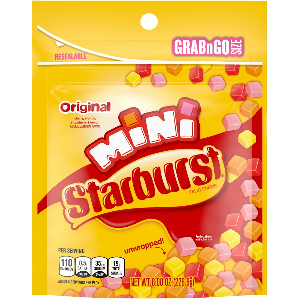Starburst Original Minis Size Fruit Chews Chewy Candy Grab N Go Bag