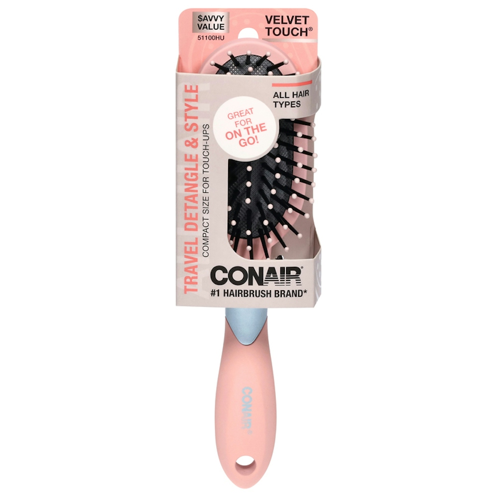 Conair Velvet Touch Hair Brush, Cushion, Mid-Size