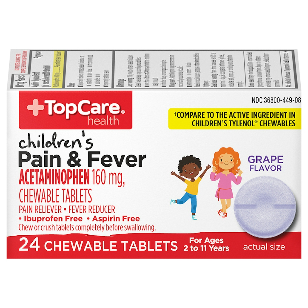 TopCare Health 160 Mg Grape Flavor Children's Pain & Fever 24 Tablets