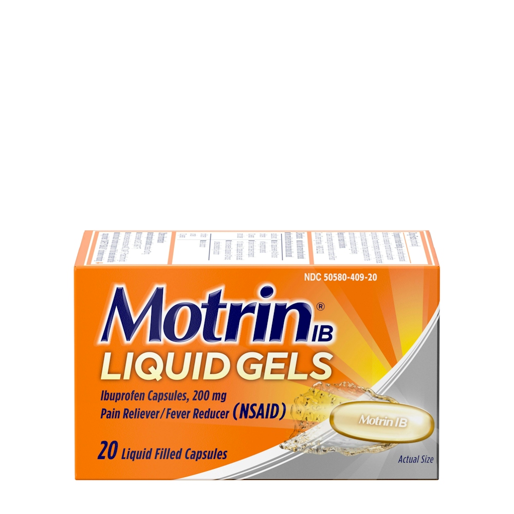 Motrin IB Liquid Gels Ibuprofen 200 Mg Pain & Fever Relief Capsules 20ct