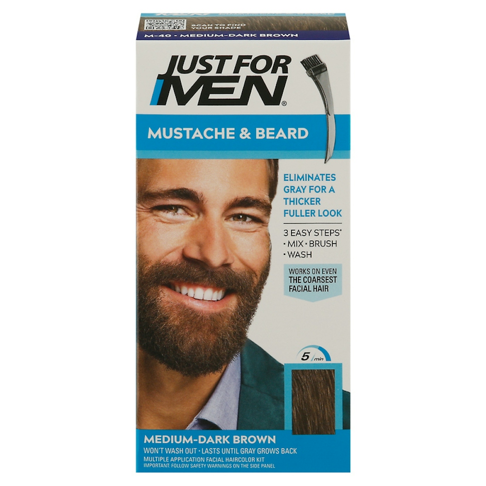 Just For Men Brush In Color Gel Mustache, Beard And Sideburns, Medim-Dark Brown - 1 Kit