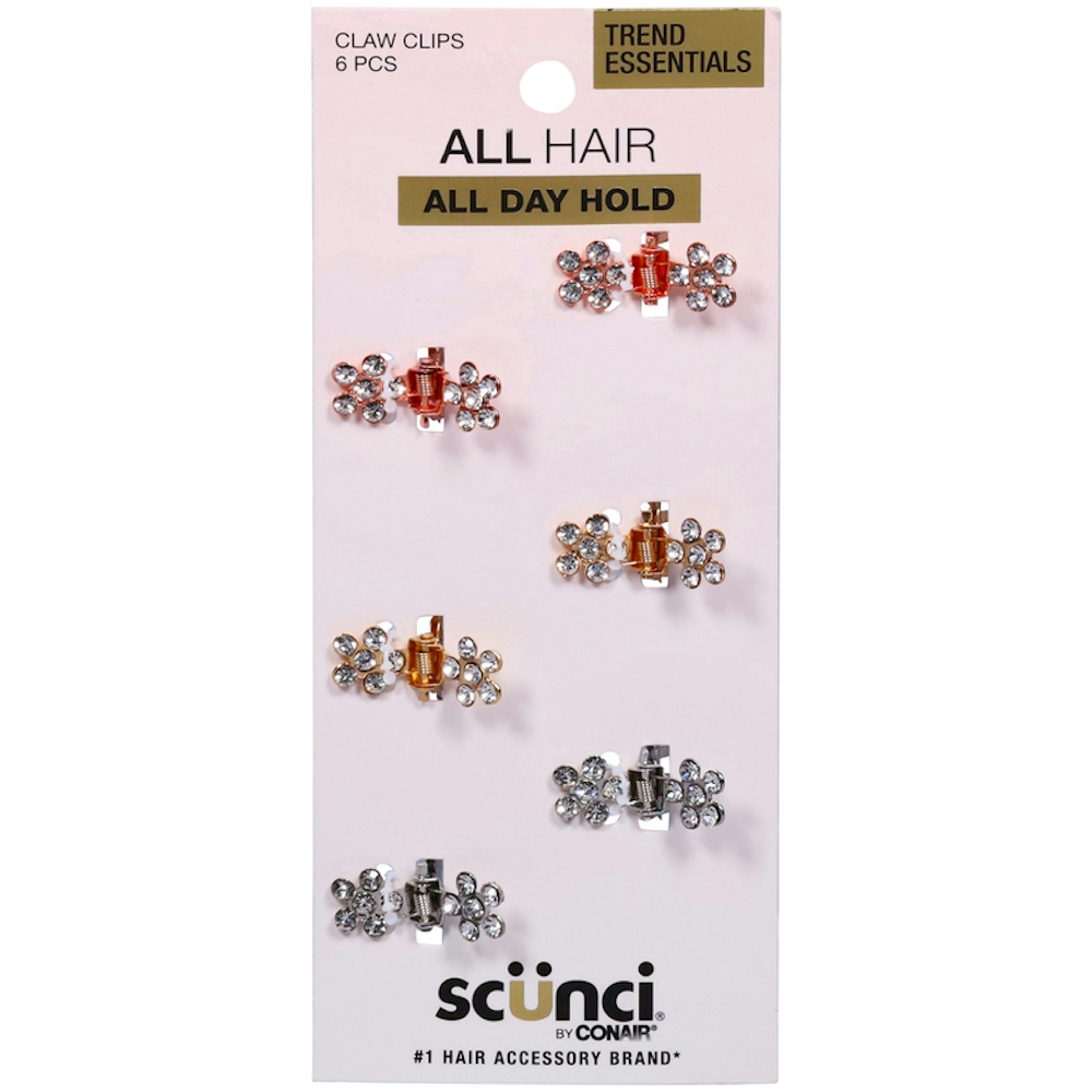 Scunci Mini Metal Rhinestone Jaw Clips
