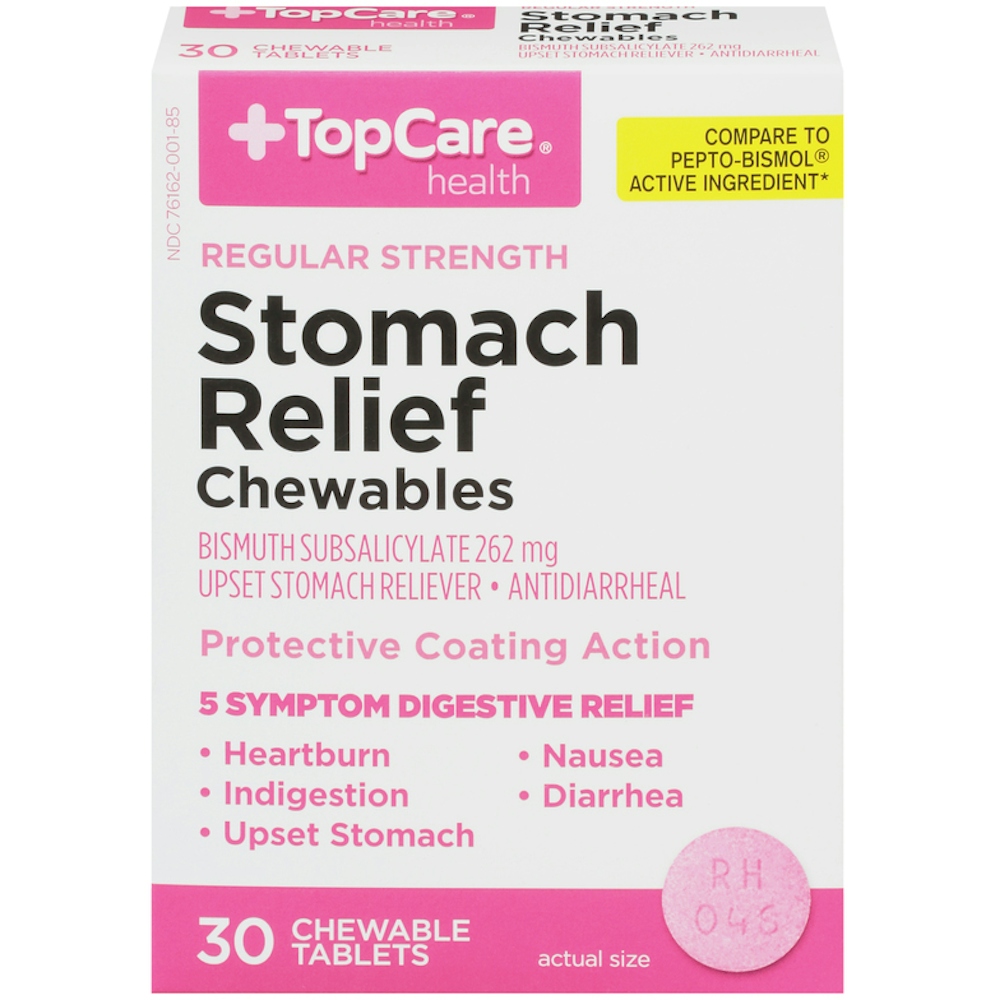 TopCare Stomach Relief Chewables Regular Strength 262 mg 30 ct