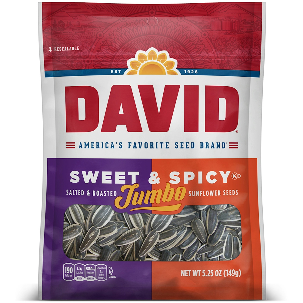 David Sweet & Spicy Roasted & Salted Jumbo Sunflower Seeds 149g
