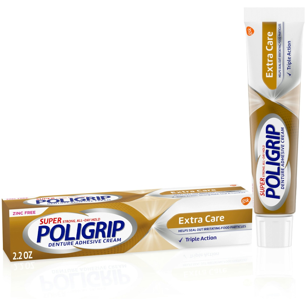 Super Poligrip Extra Care Denture Adhesive Cream - 2.2 Ounce