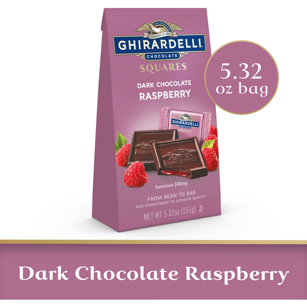Ghirardelli Dark Chocolate Raspberry Squares Bag