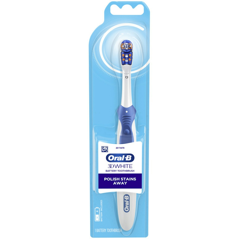 Oral-B 3D White Battery Power Electric Toothbrush, 1 Count, Colors May Vary