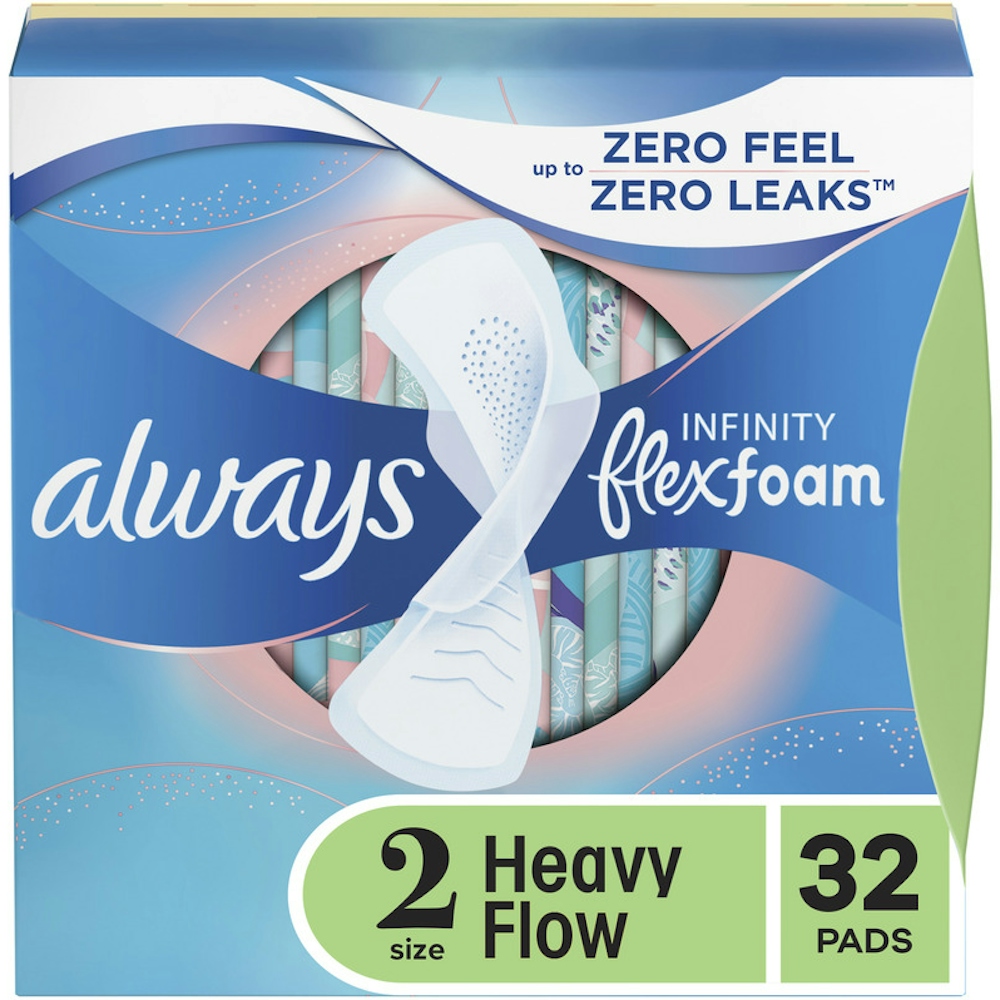 Always InFinity FlexFoam Pads With Wings Heavy Flow Absorbency Size 2 Unscented