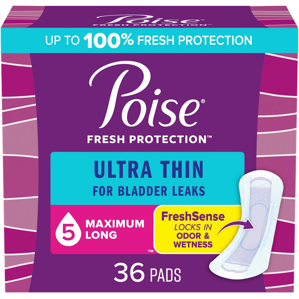 Poise Ultra Thin & Postpartum Incontinence Pads, Maximum Absorbency - Long Length