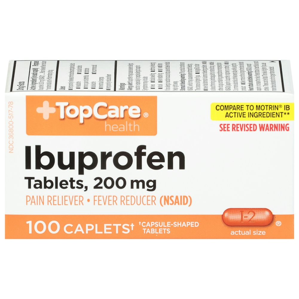 TopCare Ibuprofen Pain Reliever Caplets 200 mg, 100 ct