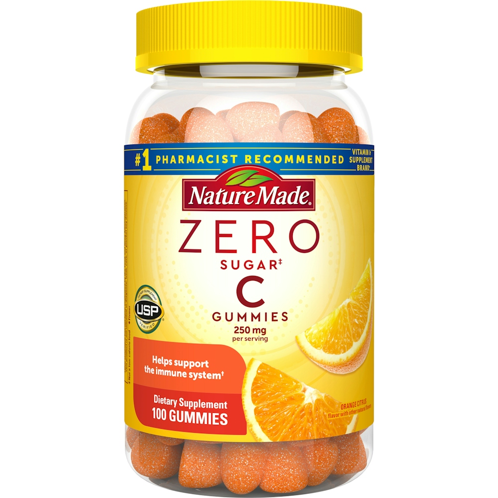 Nature Made Zero Sugar Vitamin C 250mg Gummies Orange Citrus Flavor