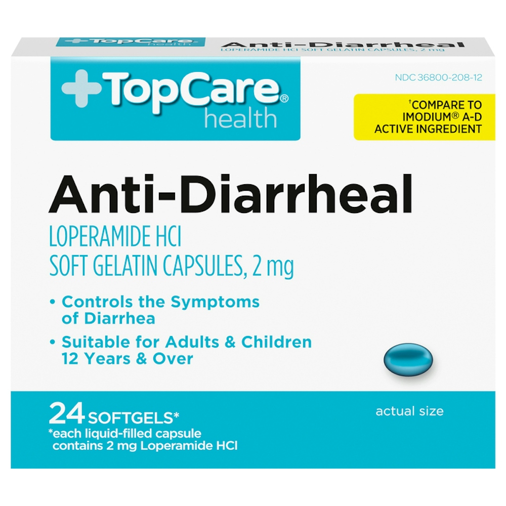TopCare Anti‑Diarrheal Softgels Loperamide HCl 2 mg 24 ct