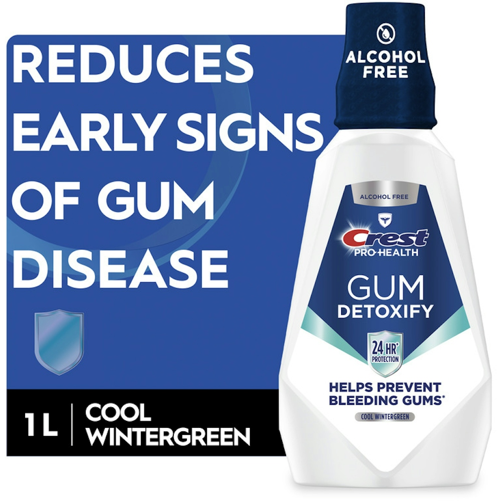 Crest Gum Care Mouthwash, Cool Wintergreen, CPC (cetylpyridinium Chloride) Antigingivitis/Antiplaque Oral Rinse 1L (33.8 Fl Oz)
