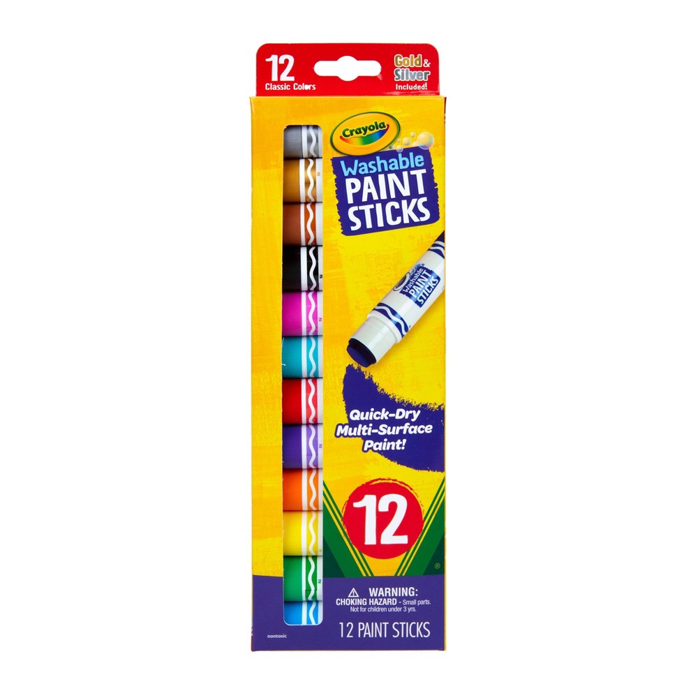 Crayola Washable Paint Sticks - Set Of 12, Assorted Colors