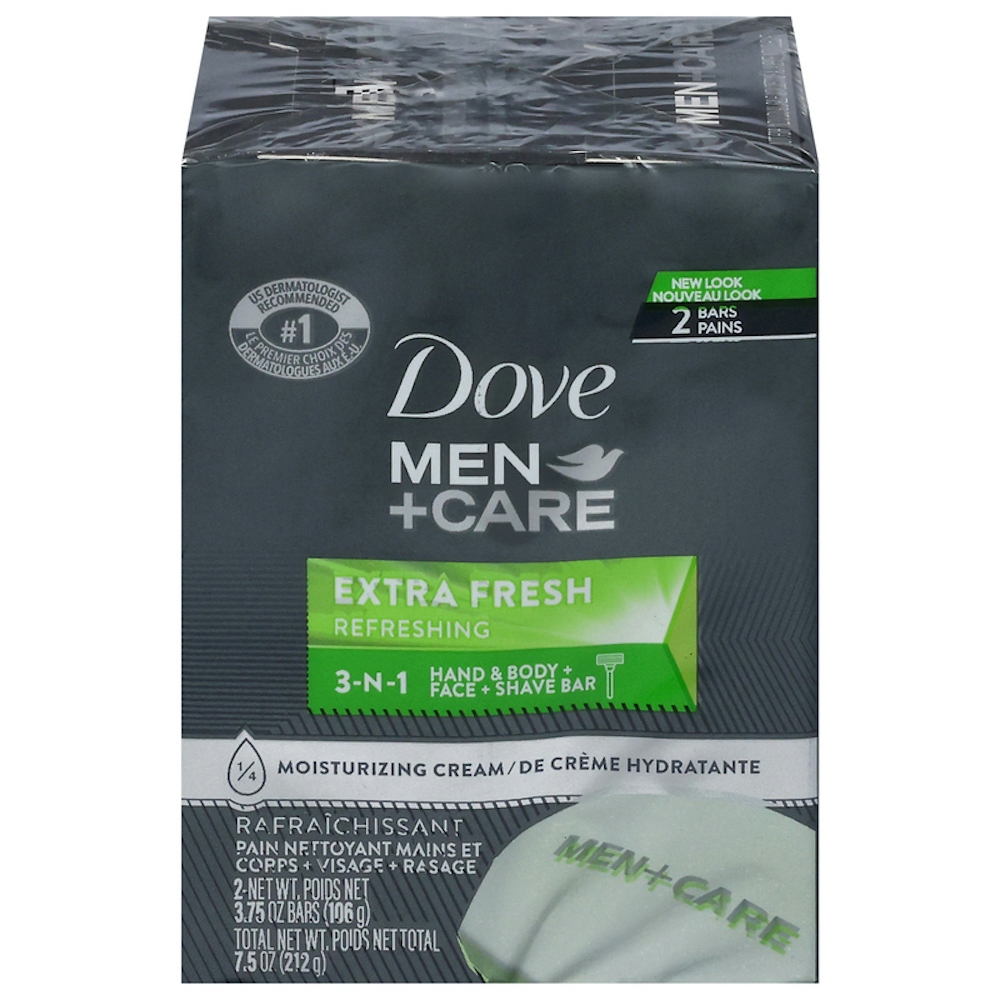 Dove Men+Care Hand & Body + Face + Shave Bar, Extra Fresh, Refreshing, 3 N 1