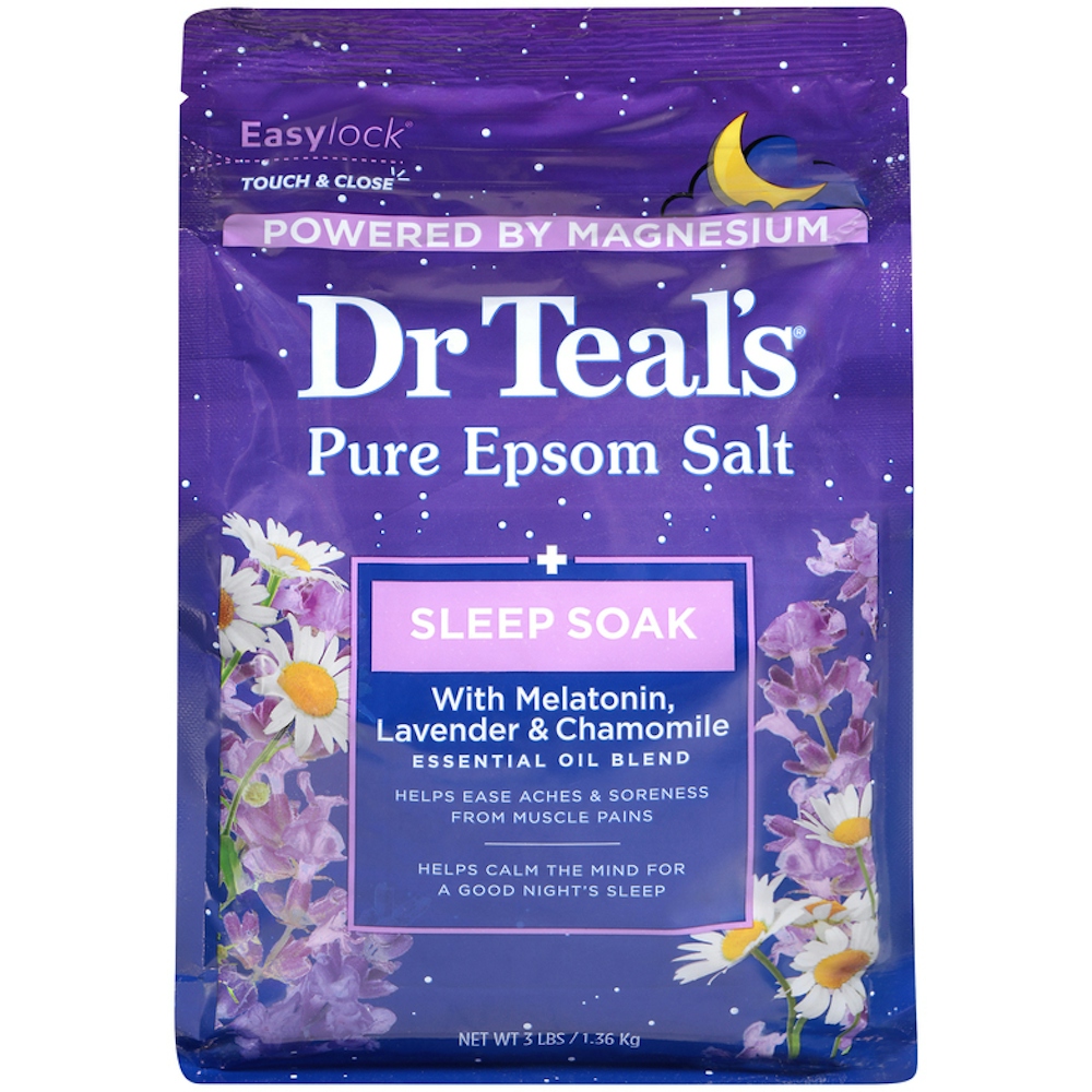Dr Teal's Sleep Soak, Melatonin, Lavender & Chamomile, Pure Epsom Salt 3 Lb