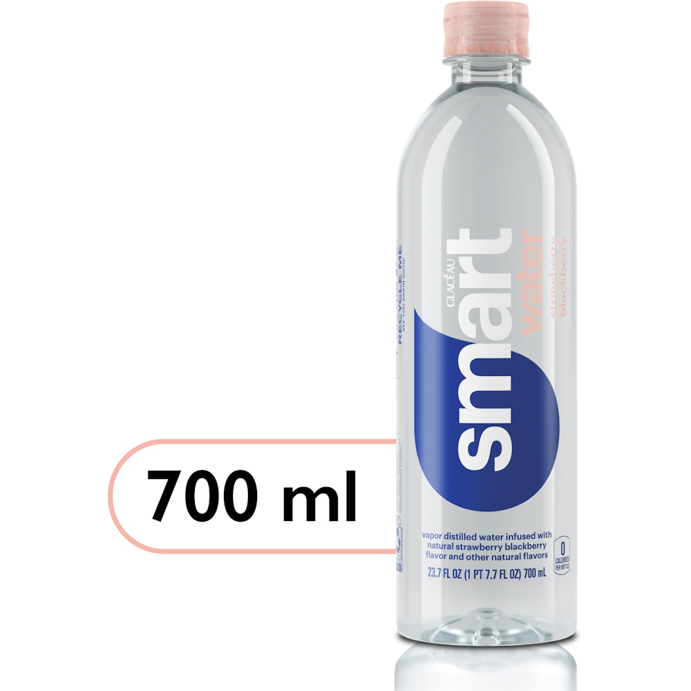 Smartwater Strawberry Blackberry, Vapor Distilled Premium Bottled Water 23.7 Fl Oz
