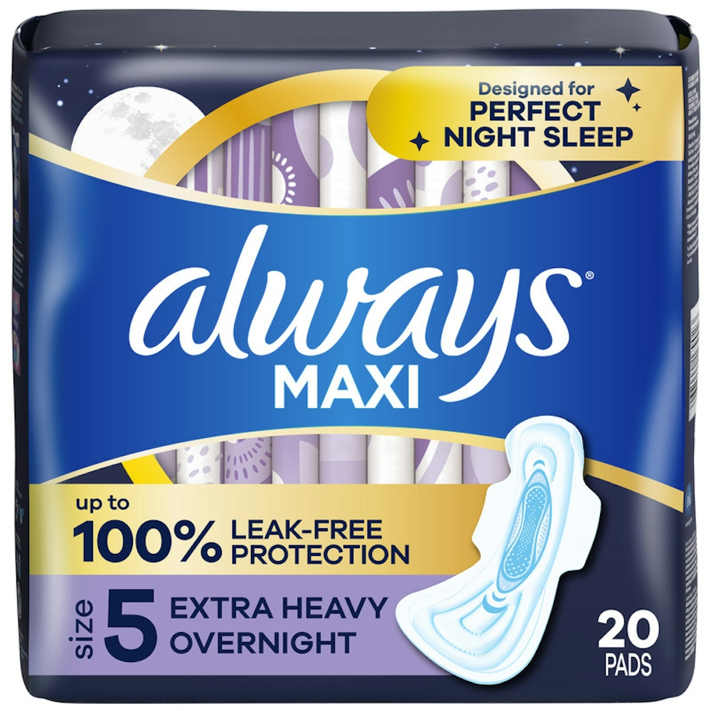Always Maxi Extra Heavy Overnight Pads With Wings, Size 5