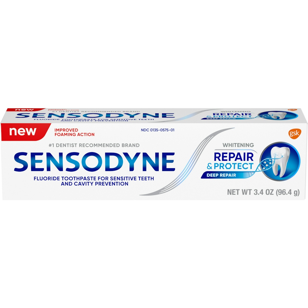 Sensodyne Repair And Protect Whitening Fluoride Toothpaste For Sensitive Teeth & Cavity Prevention, 3.4 Oz