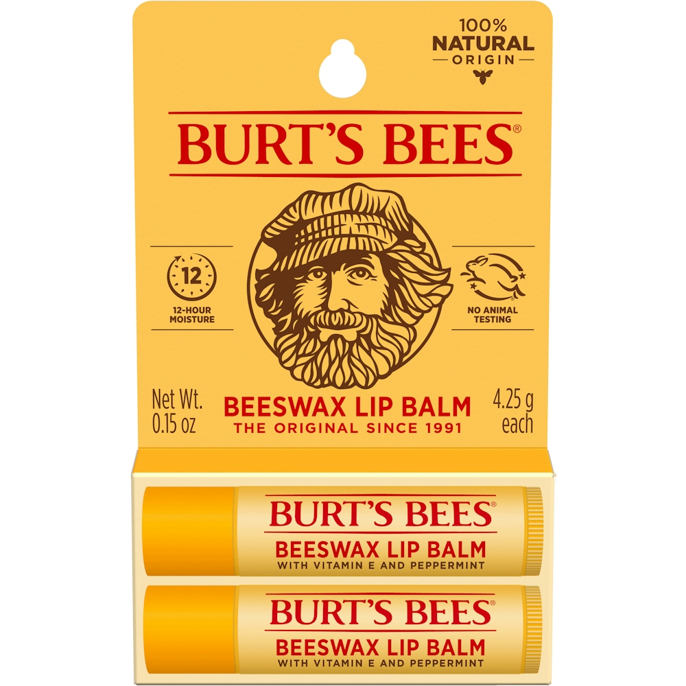 Burt's Bees 100% Natural Origin Moisturizing Lip Balm, Original Beeswax, 2 Tubes