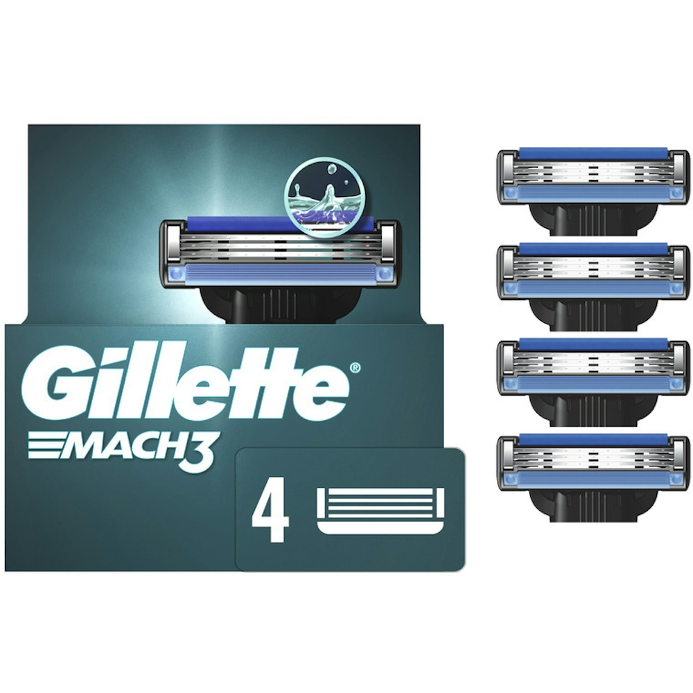 Gillette Mach3 Men's Razor Blades, 4 Blade Refills