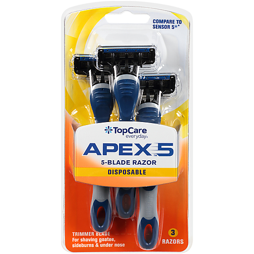 TopCare Apex 5 Men’s 5‑Blade Disposable Razors, 3 ct