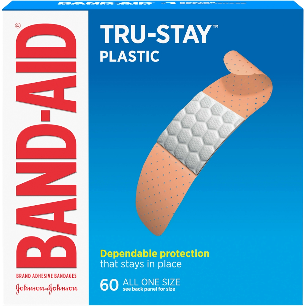 Band-Aid Brand Tru-Stay Plastic Strips Adhesive Bandages For Wound Care And First All One Size