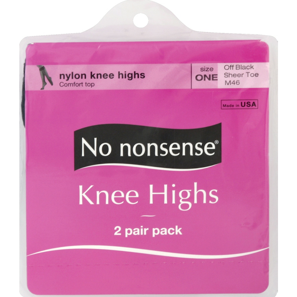 No nonsense Knee Highs, Sheer Toe, One Size, Off Black