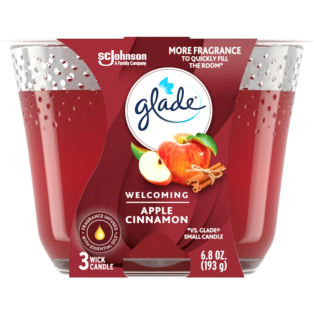 Glade Candle, 3 Wick, Welcoming, Apple Cinnamon