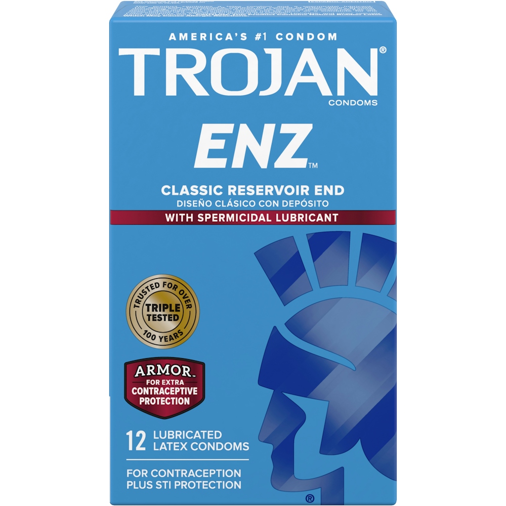Trojan ENZ Armor Spermicidal Lubricated Latex Condoms - 12ct