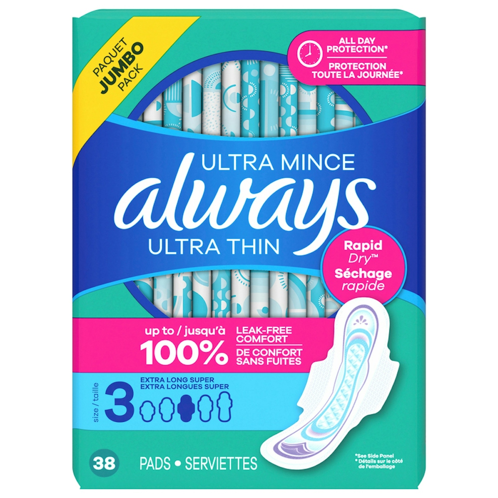 Always Ultra Thin Pads Extra Super Long Absorbency Unscented With Wings - Size 3