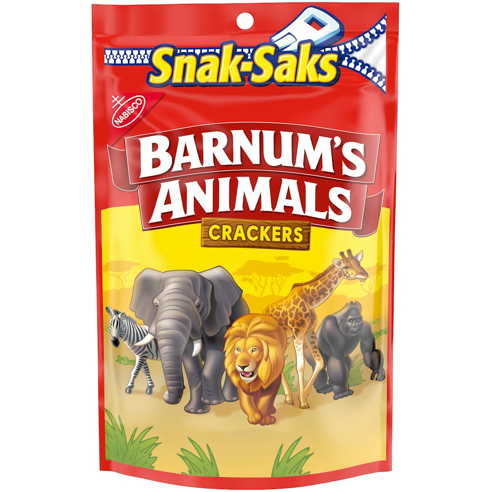 Barnum's Animals Original Animal Crackers, Kids Snacks, Snak-Saks - 8 Ounce