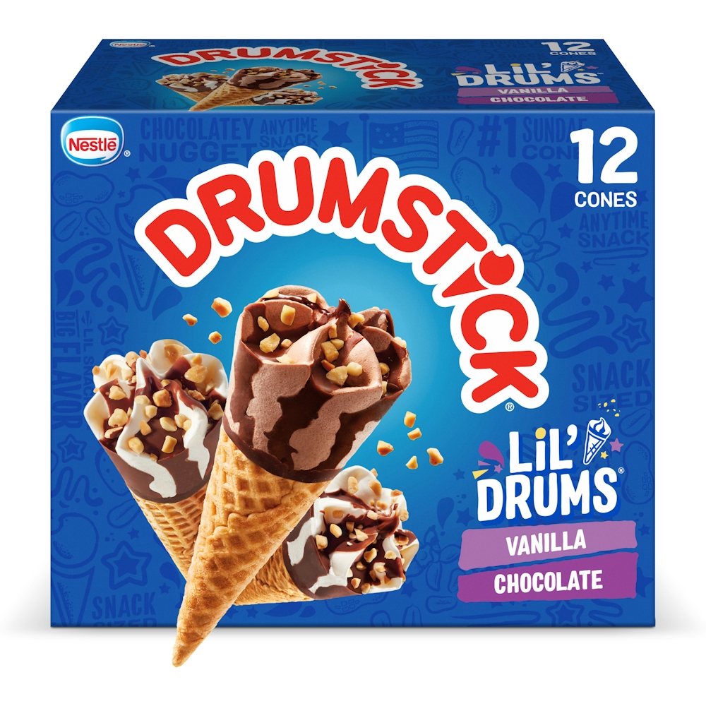 Drumstick Lil` Drums 12 Pack Snack Size Vanilla/Chocolate Frozen Dairy Dessert Cones