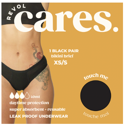 Revol Cares Bikini Brief Black XS/S, Each