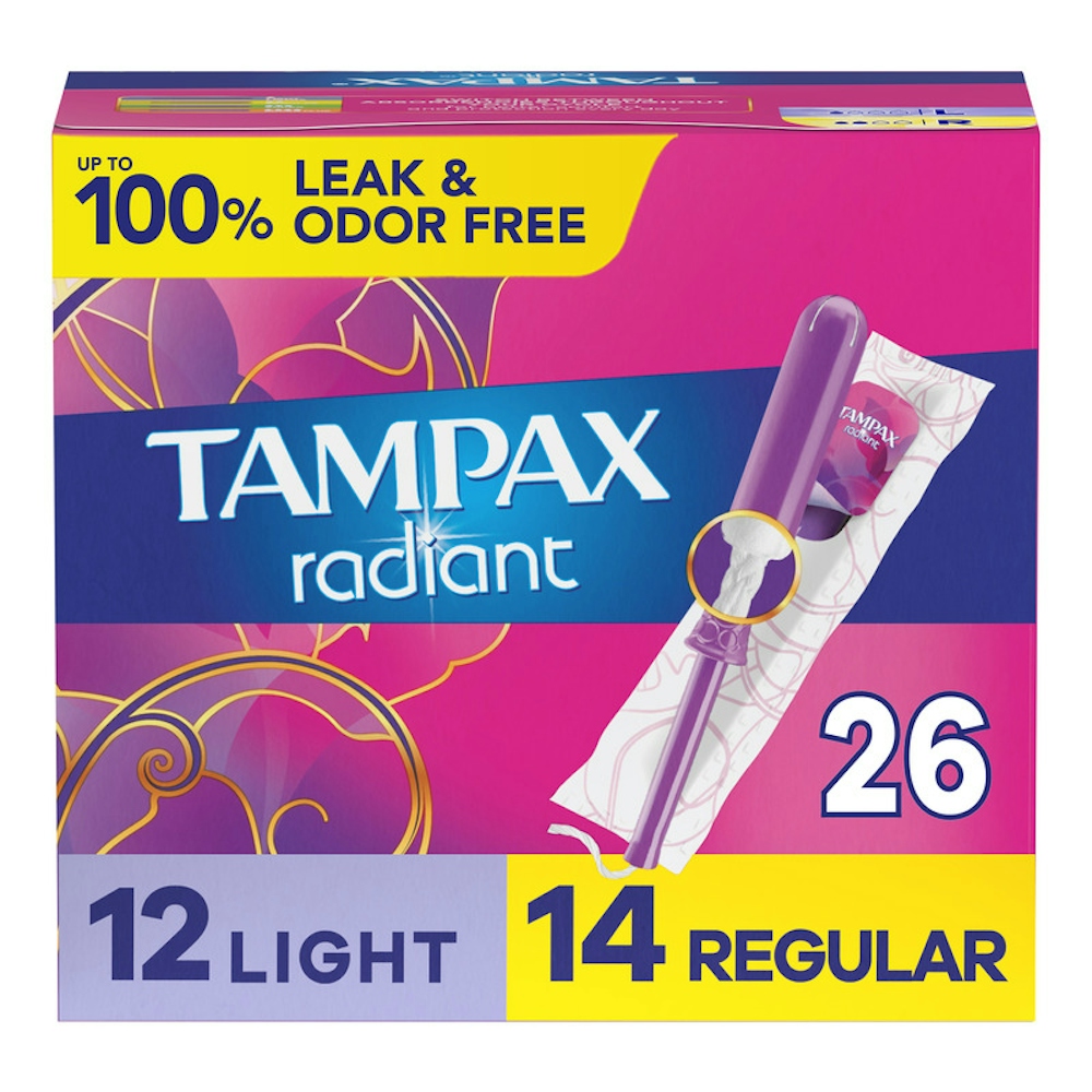 Tampax Radiant Tampons Duo Pack With LeakGuard Braid, Light/Regular Absorbency, Unscented