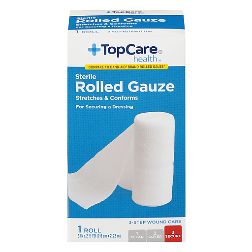 TopCare Health Rolled Gauze, 1 Roll (3 in x 2.5 yds)