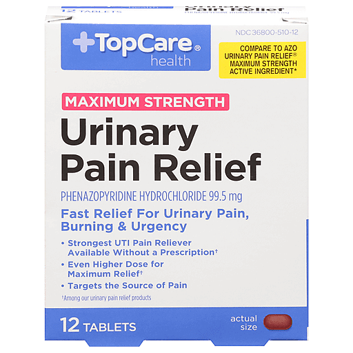 TopCare Maximum Strength Urinary Pain Relief Tablets 99.5 mg, 12 ct
