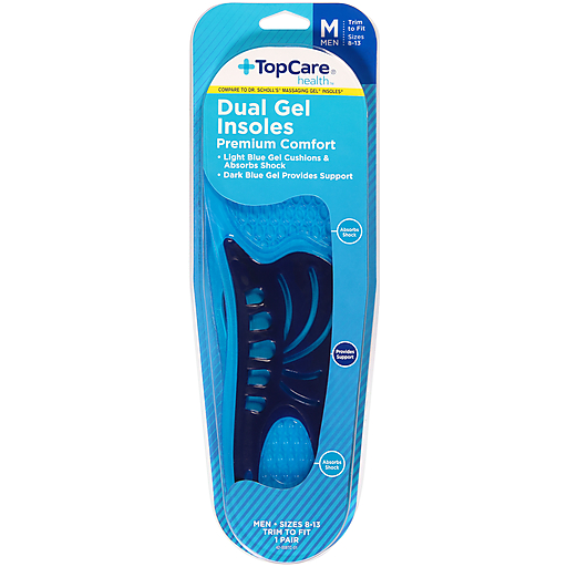 TopCare Premium Comfort Dual Gel Insoles for Men Sizes 8–13 1 pr