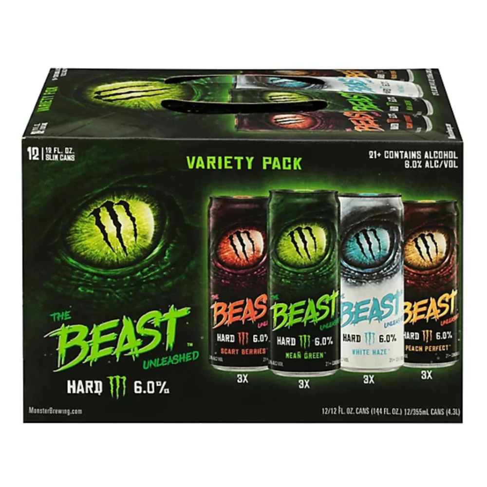 Monster The Beast Unleashed Malt Beverage, Hard, Variety Pack