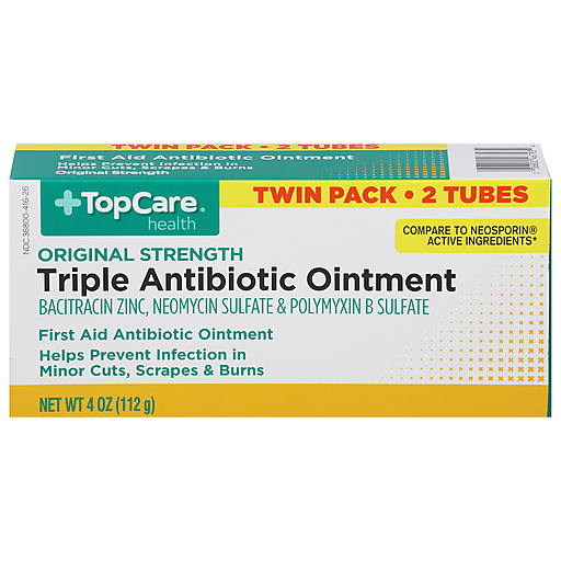 TopCare Twin Pack Triple Antibiotic Ointment, 4 oz (2 Tubes)