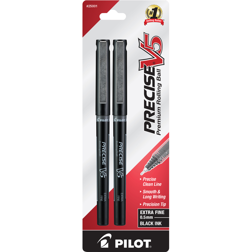 Pilot Precise V5 Premium Rolling Ball Stick Pen, Extra Fine Point, Black Ink