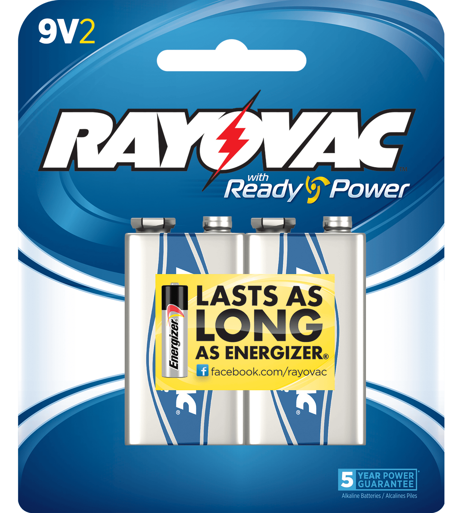 Rayovac High Energy Premium Alkaline 9V Batteries, 2/Pack (A16042K)