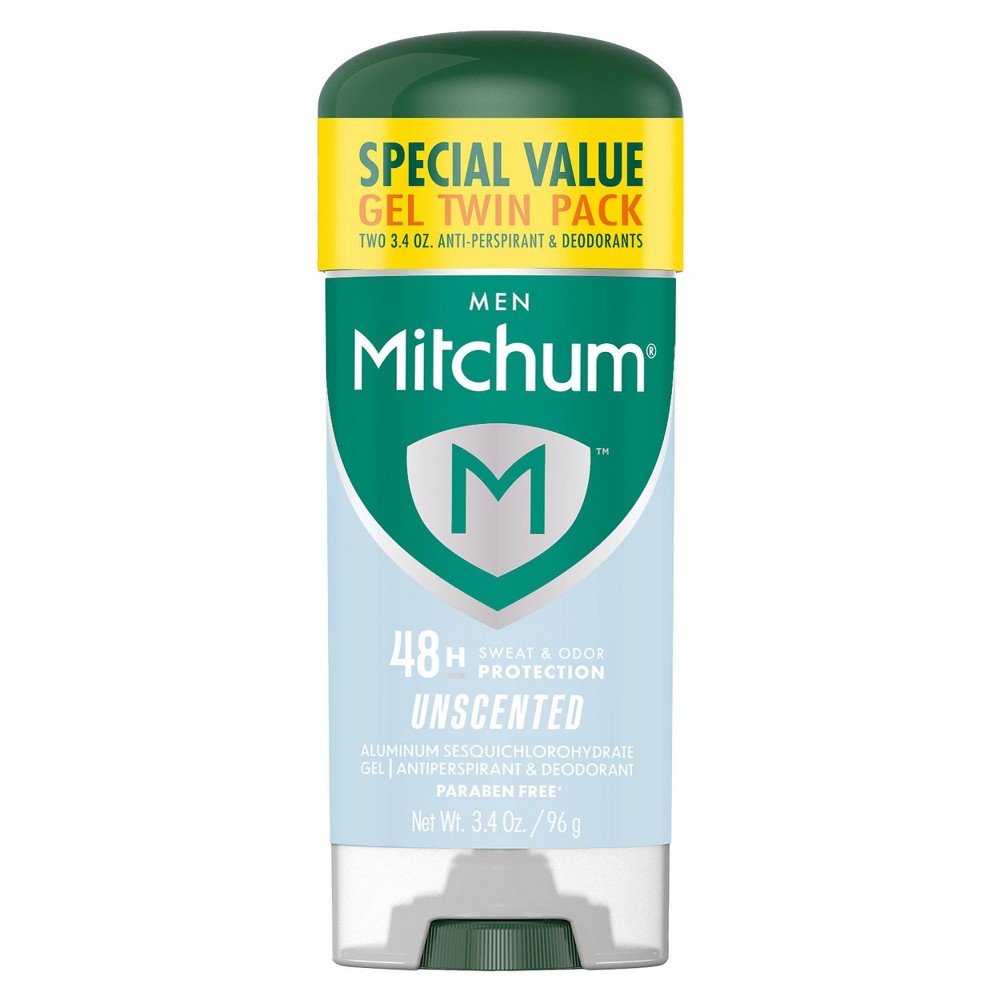 Mitchum Antiperspirant & Deodorant, Gel, Special Value, Men, Unscented, Twin Pack