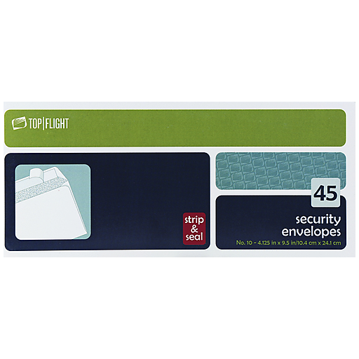 Top Flight 10 Security Envelopes Strip & Seal Closure