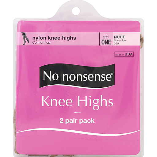 No nonsense Nylon Knee Highs Size One Nude Sheer Toe - 2 PR