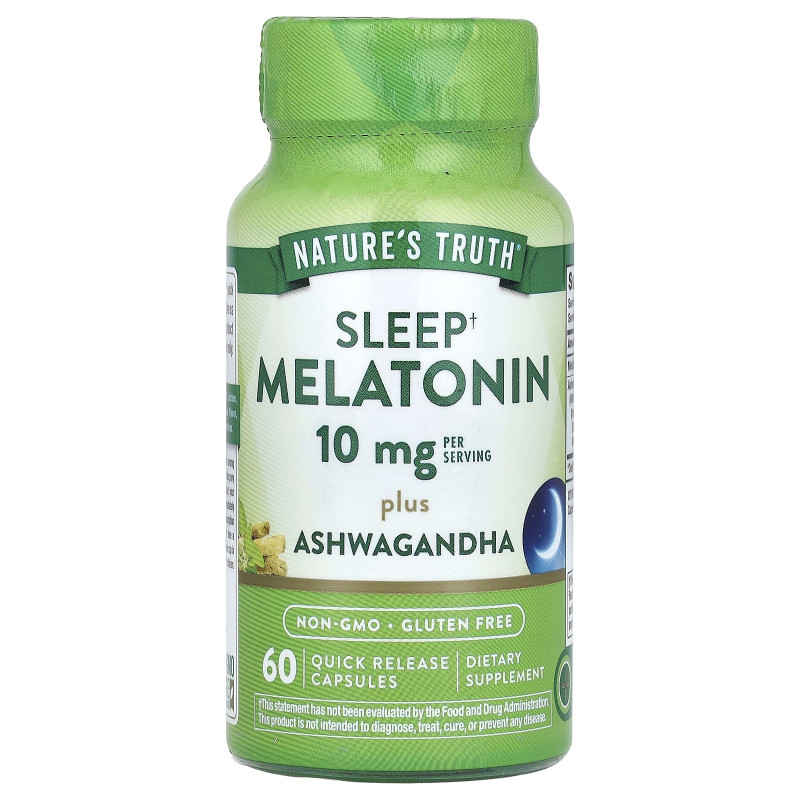 Nature's Truth Sleep Melatonin Plus Ashwagandha, 5 Mg, 60 Quick Release Capsules